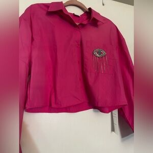 Evil eye cropped shirt NWT